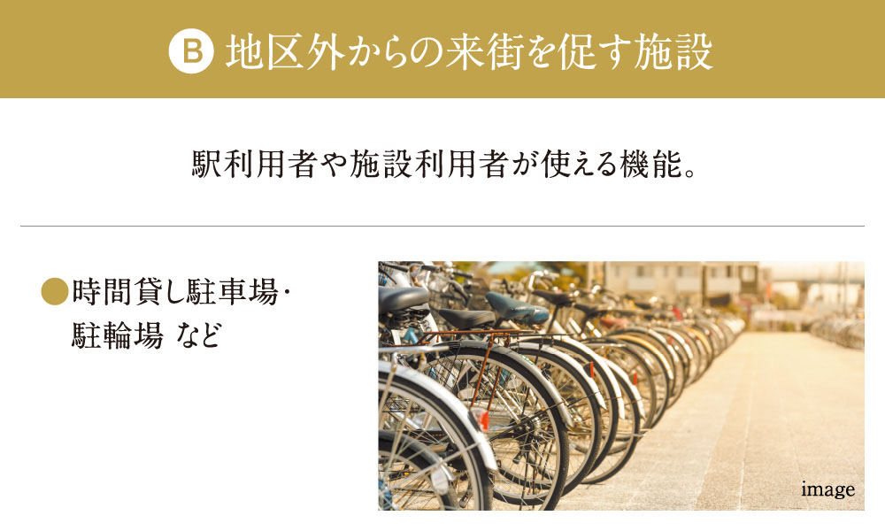 B 地区外からの来街を促す施設